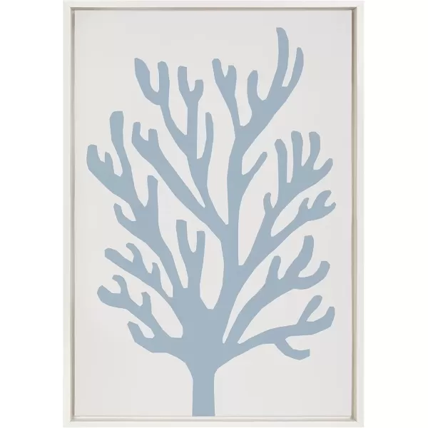 imageKate and Laurel Sylvie Abstract Coral Ocean Blue Framed Canvas Wall Art by The Creative Bunch Studio 18x24 White Simple Modern Ocean Beach Wall Dcor ArtWhite