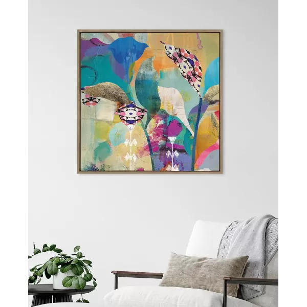 imageKate and Laurel Sylvie Abstract Flower Love Framed Canvas Wall Art by Nikki Chu 30x30 Gold Modern Colorful Abstract Floral Art for Wall