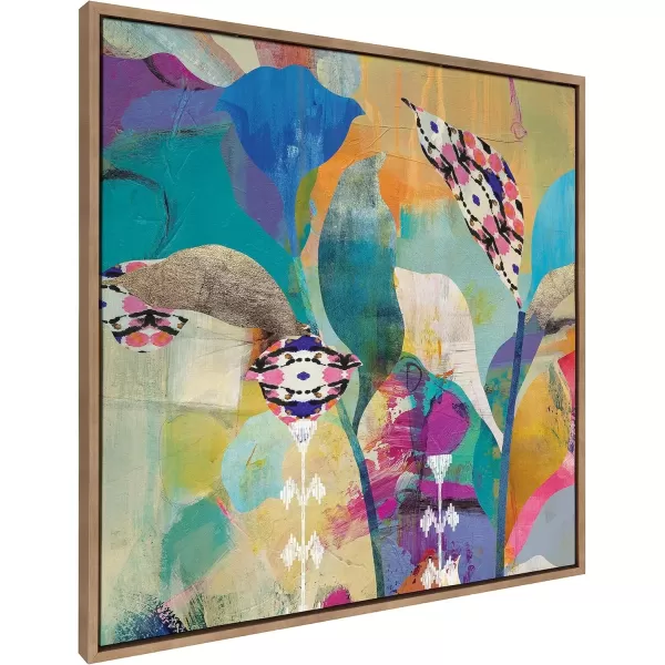 imageKate and Laurel Sylvie Abstract Flower Love Framed Canvas Wall Art by Nikki Chu 30x30 Gold Modern Colorful Abstract Floral Art for Wall