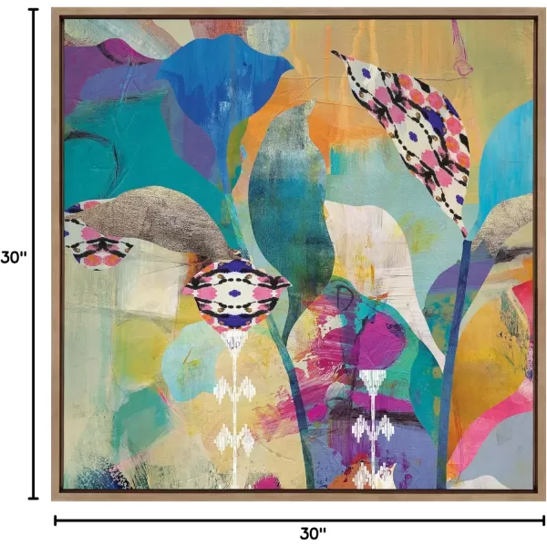 imageKate and Laurel Sylvie Abstract Flower Love Framed Canvas Wall Art by Nikki Chu 30x30 Gold Modern Colorful Abstract Floral Art for Wall