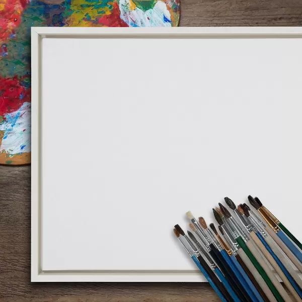 imageKate and Laurel Sylvie Blank Framed Canvas Wall Art 30x30 Natural Modern Empty Canvas for PaintYourOwn Art Premium Canvas Already FramedWhite