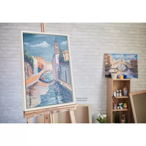 imageKate and Laurel Sylvie Blank Framed Canvas Wall Art 30x30 Natural Modern Empty Canvas for PaintYourOwn Art Premium Canvas Already FramedWhite