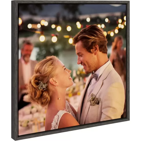 imageKate and Laurel Sylvie Custom Printed Framed Canvas Wall Art 14x265 Dark Gray Personal Canvas Print with Your Photos for Living Room Gallery Wall Decor  Printed and Hand Framed in the USADark Gray