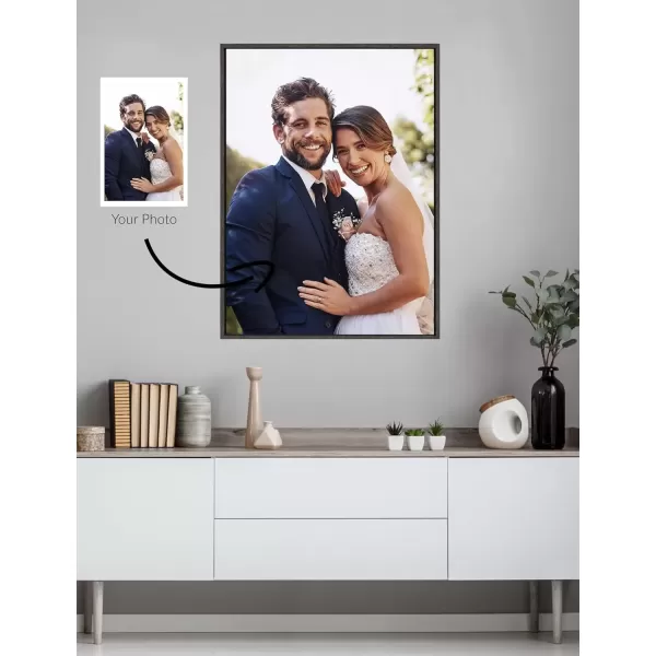 imageKate and Laurel Sylvie Custom Printed Framed Canvas Wall Art 14x265 Dark Gray Personal Canvas Print with Your Photos for Living Room Gallery Wall Decor  Printed and Hand Framed in the USADark Gray