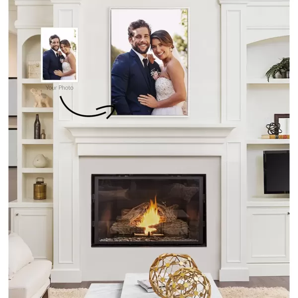imageKate and Laurel Sylvie Custom Printed Framed Canvas Wall Art 14x265 Dark Gray Personal Canvas Print with Your Photos for Living Room Gallery Wall Decor  Printed and Hand Framed in the USABeaded White