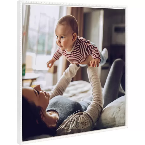 imageKate and Laurel Sylvie Custom Printed Framed Canvas Wall Art 14x265 Dark Gray Personal Canvas Print with Your Photos for Living Room Gallery Wall Decor  Printed and Hand Framed in the USABeaded White