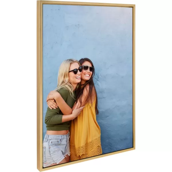 imageKate and Laurel Sylvie Custom Printed Framed Canvas Wall Art 14x265 Dark Gray Personal Canvas Print with Your Photos for Living Room Gallery Wall Decor  Printed and Hand Framed in the USABright Gold