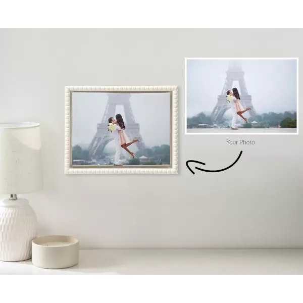imageKate and Laurel Sylvie Custom Printed Framed Canvas Wall Art 14x265 Dark Gray Personal Canvas Print with Your Photos for Living Room Gallery Wall Decor  Printed and Hand Framed in the USABeaded White