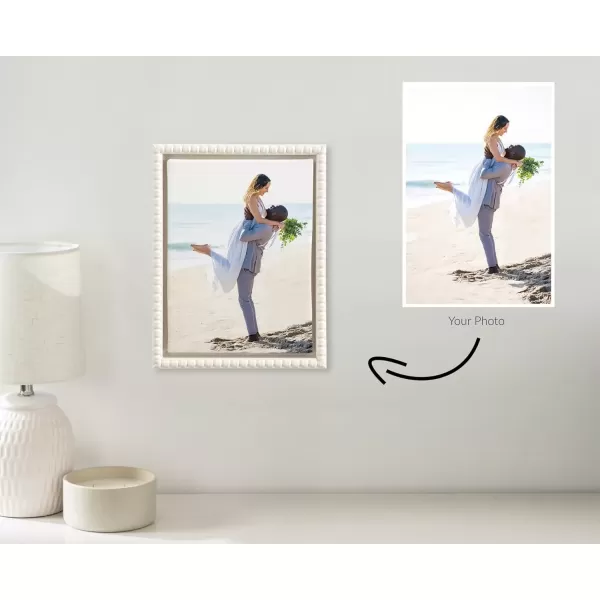 imageKate and Laurel Sylvie Custom Printed Framed Canvas Wall Art 14x265 Dark Gray Personal Canvas Print with Your Photos for Living Room Gallery Wall Decor  Printed and Hand Framed in the USABeaded White