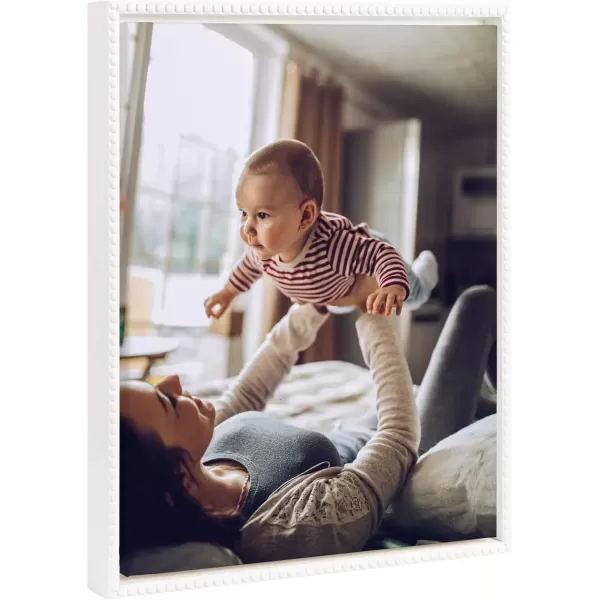 imageKate and Laurel Sylvie Custom Printed Framed Canvas Wall Art 14x265 Dark Gray Personal Canvas Print with Your Photos for Living Room Gallery Wall Decor  Printed and Hand Framed in the USABeaded White