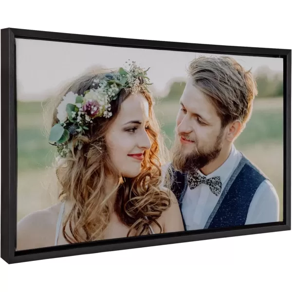 imageKate and Laurel Sylvie Custom Printed Framed Canvas Wall Art 14x265 Dark Gray Personal Canvas Print with Your Photos for Living Room Gallery Wall Decor  Printed and Hand Framed in the USABlack