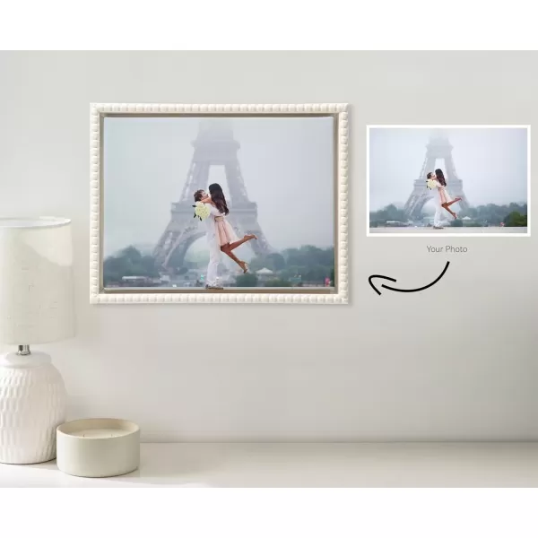 imageKate and Laurel Sylvie Custom Printed Framed Canvas Wall Art 14x265 Dark Gray Personal Canvas Print with Your Photos for Living Room Gallery Wall Decor  Printed and Hand Framed in the USABeaded White