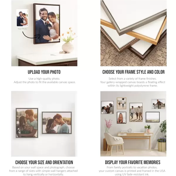 imageKate and Laurel Sylvie Custom Printed Framed Canvas Wall Art 14x265 Dark Gray Personal Canvas Print with Your Photos for Living Room Gallery Wall Decor  Printed and Hand Framed in the USADark Gray