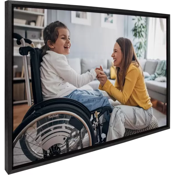 imageKate and Laurel Sylvie Custom Printed Framed Canvas Wall Art 14x265 Dark Gray Personal Canvas Print with Your Photos for Living Room Gallery Wall Decor  Printed and Hand Framed in the USABlack