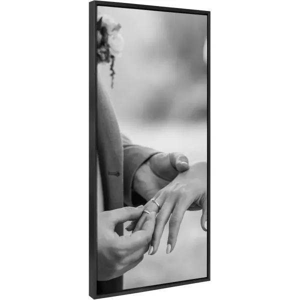 imageKate and Laurel Sylvie Custom Printed Framed Canvas Wall Art 14x265 Dark Gray Personal Canvas Print with Your Photos for Living Room Gallery Wall Decor  Printed and Hand Framed in the USABlack
