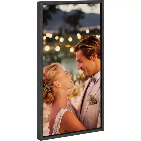 imageKate and Laurel Sylvie Custom Printed Framed Canvas Wall Art 14x265 Dark Gray Personal Canvas Print with Your Photos for Living Room Gallery Wall Decor  Printed and Hand Framed in the USADark Gray