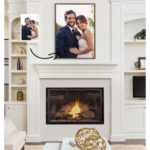 imageKate and Laurel Sylvie Custom Printed Framed Canvas Wall Art 14x265 Dark Gray Personal Canvas Print with Your Photos for Living Room Gallery Wall Decor  Printed and Hand Framed in the USAGold