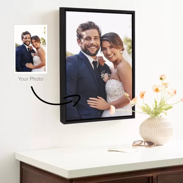 imageKate and Laurel Sylvie Custom Printed Framed Canvas Wall Art 14x265 Dark Gray Personal Canvas Print with Your Photos for Living Room Gallery Wall Decor  Printed and Hand Framed in the USABlack