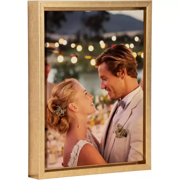 imageKate and Laurel Sylvie Custom Printed Framed Canvas Wall Art 14x265 Dark Gray Personal Canvas Print with Your Photos for Living Room Gallery Wall Decor  Printed and Hand Framed in the USABright Gold