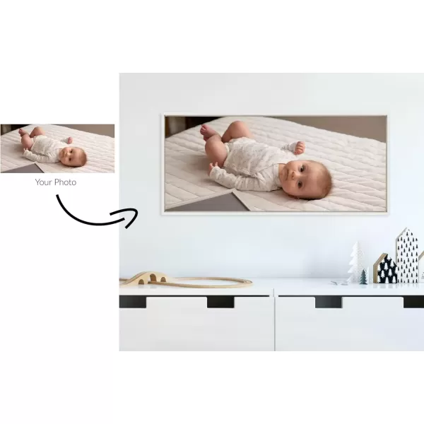 imageKate and Laurel Sylvie Custom Printed Framed Canvas Wall Art 14x265 Dark Gray Personal Canvas Print with Your Photos for Living Room Gallery Wall Decor  Printed and Hand Framed in the USAWhite