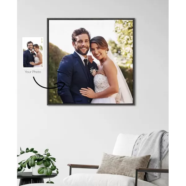 imageKate and Laurel Sylvie Custom Printed Framed Canvas Wall Art 14x265 Dark Gray Personal Canvas Print with Your Photos for Living Room Gallery Wall Decor  Printed and Hand Framed in the USADark Gray