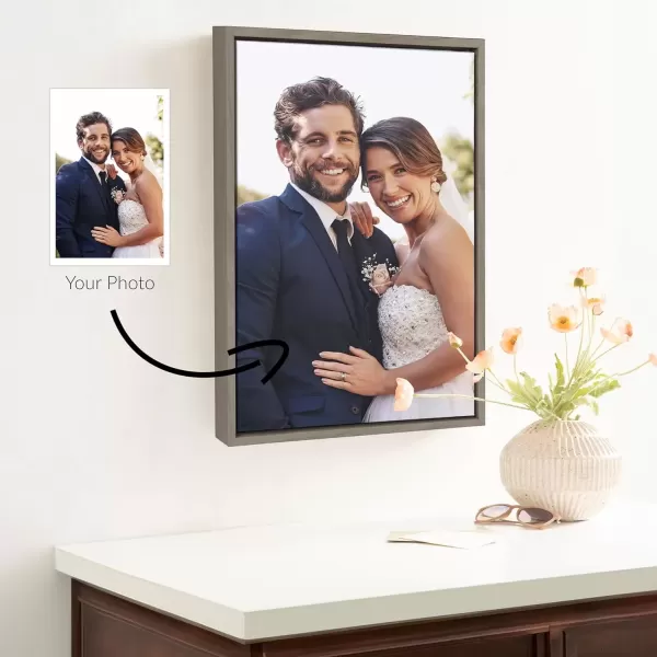imageKate and Laurel Sylvie Custom Printed Framed Canvas Wall Art 14x265 Dark Gray Personal Canvas Print with Your Photos for Living Room Gallery Wall Decor  Printed and Hand Framed in the USAGray
