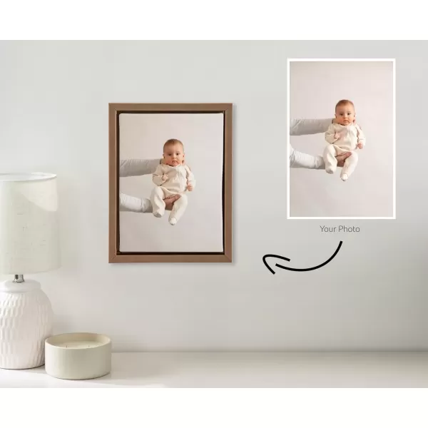imageKate and Laurel Sylvie Custom Printed Framed Canvas Wall Art 14x265 Dark Gray Personal Canvas Print with Your Photos for Living Room Gallery Wall Decor  Printed and Hand Framed in the USAGold