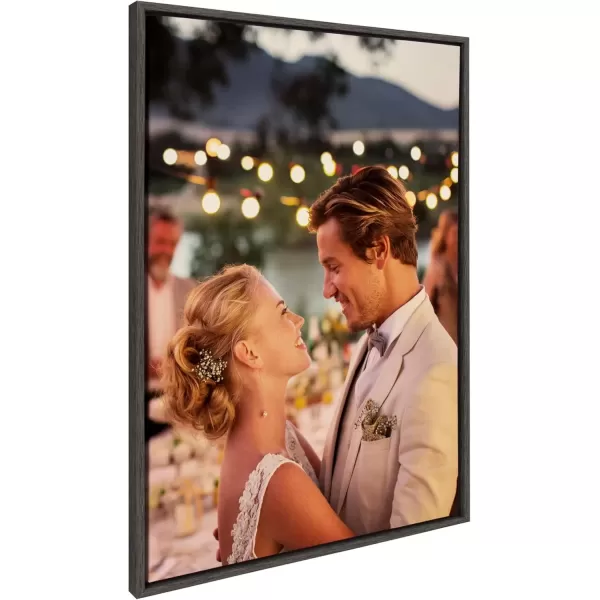imageKate and Laurel Sylvie Custom Printed Framed Canvas Wall Art 14x265 Dark Gray Personal Canvas Print with Your Photos for Living Room Gallery Wall Decor  Printed and Hand Framed in the USADark Gray