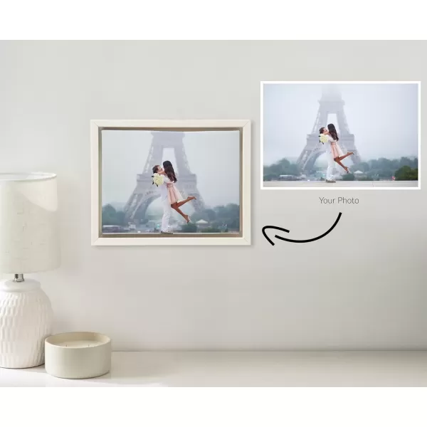 imageKate and Laurel Sylvie Custom Printed Framed Canvas Wall Art 14x265 Dark Gray Personal Canvas Print with Your Photos for Living Room Gallery Wall Decor  Printed and Hand Framed in the USAWhite