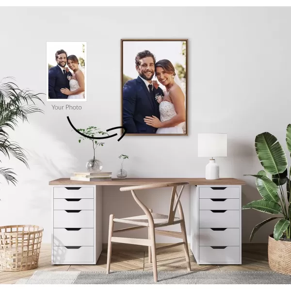 imageKate and Laurel Sylvie Custom Printed Framed Canvas Wall Art 14x265 Dark Gray Personal Canvas Print with Your Photos for Living Room Gallery Wall Decor  Printed and Hand Framed in the USAGold