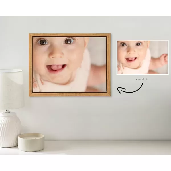 imageKate and Laurel Sylvie Custom Printed Framed Canvas Wall Art 14x265 Dark Gray Personal Canvas Print with Your Photos for Living Room Gallery Wall Decor  Printed and Hand Framed in the USANatural
