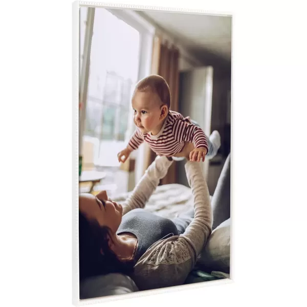 imageKate and Laurel Sylvie Custom Printed Framed Canvas Wall Art 14x265 Dark Gray Personal Canvas Print with Your Photos for Living Room Gallery Wall Decor  Printed and Hand Framed in the USABeaded White