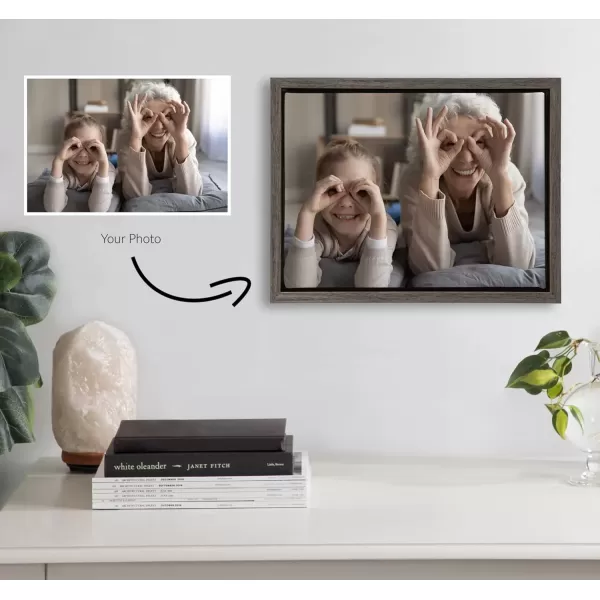 imageKate and Laurel Sylvie Custom Printed Framed Canvas Wall Art 14x265 Dark Gray Personal Canvas Print with Your Photos for Living Room Gallery Wall Decor  Printed and Hand Framed in the USAGray