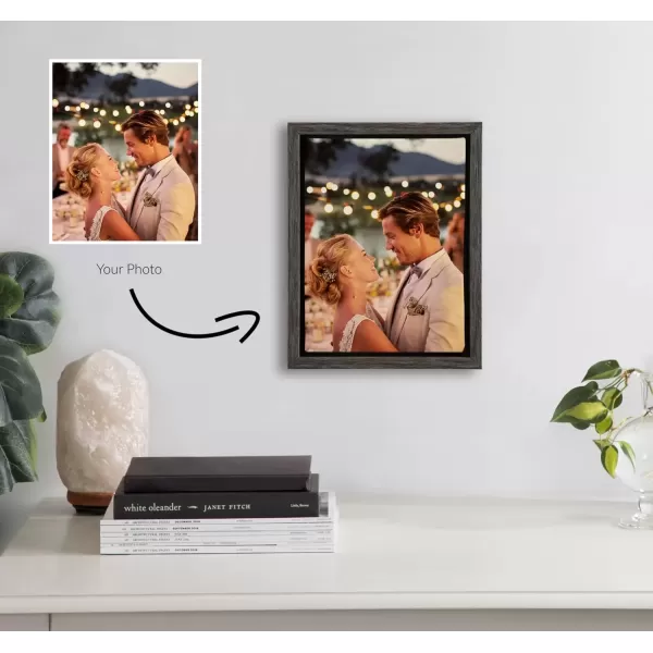 imageKate and Laurel Sylvie Custom Printed Framed Canvas Wall Art 14x265 Dark Gray Personal Canvas Print with Your Photos for Living Room Gallery Wall Decor  Printed and Hand Framed in the USADark Gray