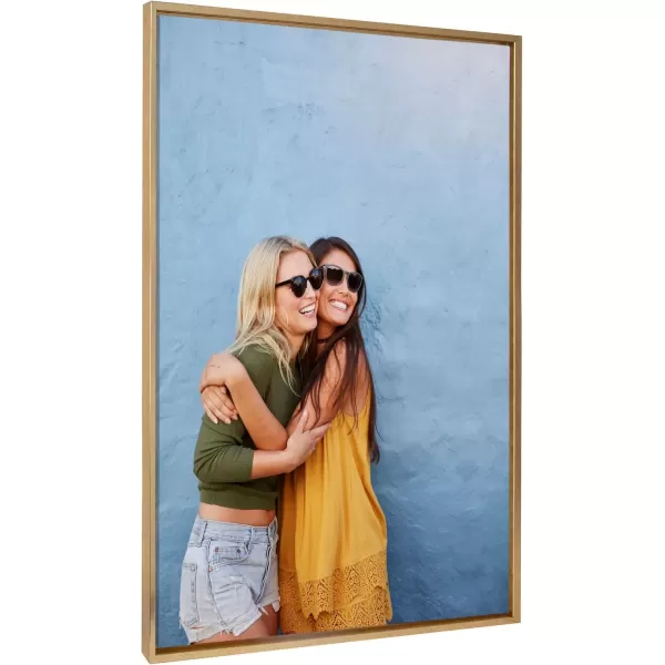 imageKate and Laurel Sylvie Custom Printed Framed Canvas Wall Art 14x265 Dark Gray Personal Canvas Print with Your Photos for Living Room Gallery Wall Decor  Printed and Hand Framed in the USABright Gold