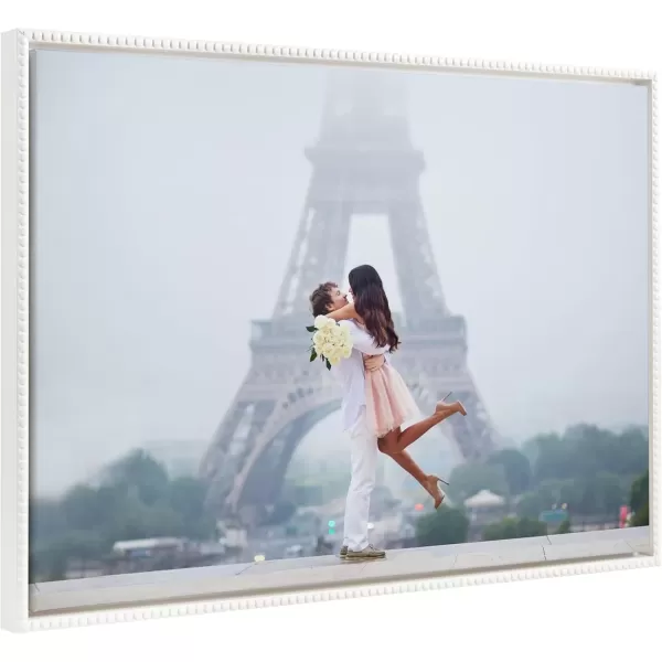 imageKate and Laurel Sylvie Custom Printed Framed Canvas Wall Art 14x265 Dark Gray Personal Canvas Print with Your Photos for Living Room Gallery Wall Decor  Printed and Hand Framed in the USABeaded White