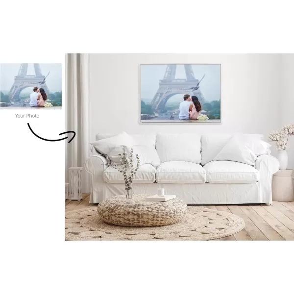 imageKate and Laurel Sylvie Custom Printed Framed Canvas Wall Art 14x265 Dark Gray Personal Canvas Print with Your Photos for Living Room Gallery Wall Decor  Printed and Hand Framed in the USABeaded White