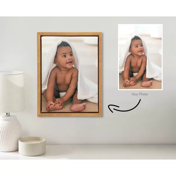 imageKate and Laurel Sylvie Custom Printed Framed Canvas Wall Art 14x265 Dark Gray Personal Canvas Print with Your Photos for Living Room Gallery Wall Decor  Printed and Hand Framed in the USANatural