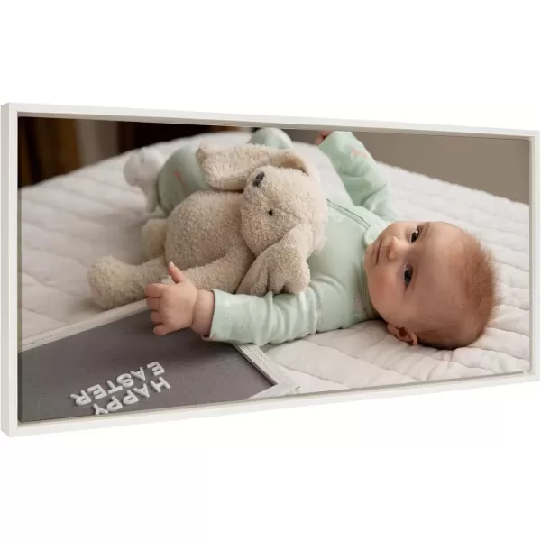 imageKate and Laurel Sylvie Custom Printed Framed Canvas Wall Art 14x265 Dark Gray Personal Canvas Print with Your Photos for Living Room Gallery Wall Decor  Printed and Hand Framed in the USAWhite