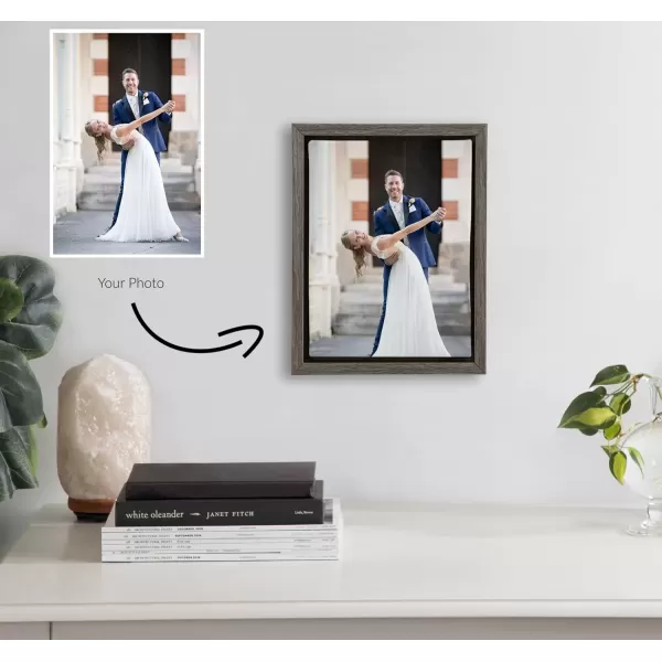 imageKate and Laurel Sylvie Custom Printed Framed Canvas Wall Art 14x265 Dark Gray Personal Canvas Print with Your Photos for Living Room Gallery Wall Decor  Printed and Hand Framed in the USAGray