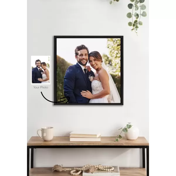 imageKate and Laurel Sylvie Custom Printed Framed Canvas Wall Art 14x265 Dark Gray Personal Canvas Print with Your Photos for Living Room Gallery Wall Decor  Printed and Hand Framed in the USABlack