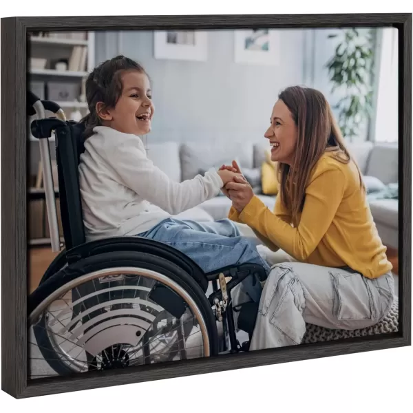 imageKate and Laurel Sylvie Custom Printed Framed Canvas Wall Art 14x265 Dark Gray Personal Canvas Print with Your Photos for Living Room Gallery Wall Decor  Printed and Hand Framed in the USADark Gray