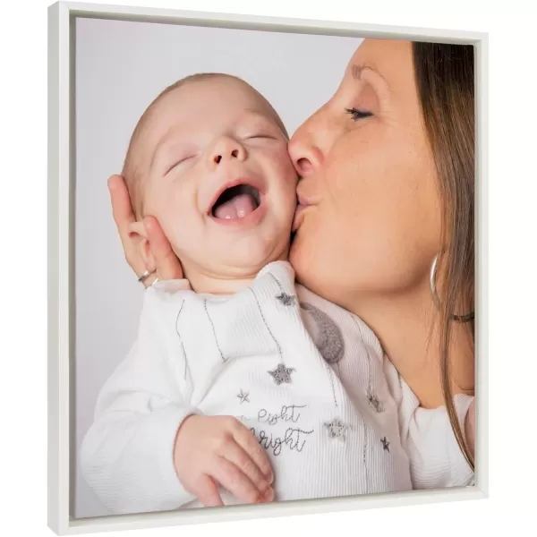 imageKate and Laurel Sylvie Custom Printed Framed Canvas Wall Art 14x265 Dark Gray Personal Canvas Print with Your Photos for Living Room Gallery Wall Decor  Printed and Hand Framed in the USAWhite