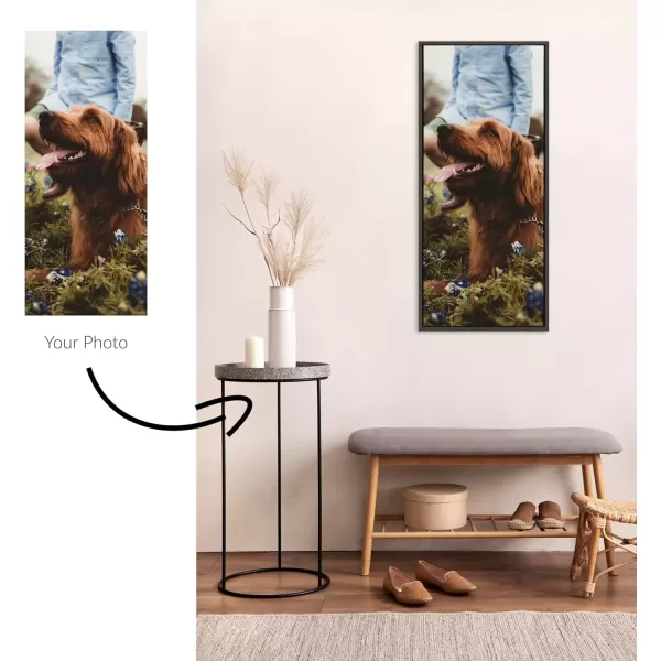 imageKate and Laurel Sylvie Custom Printed Framed Canvas Wall Art 14x265 Dark Gray Personal Canvas Print with Your Photos for Living Room Gallery Wall Decor  Printed and Hand Framed in the USADark Gray