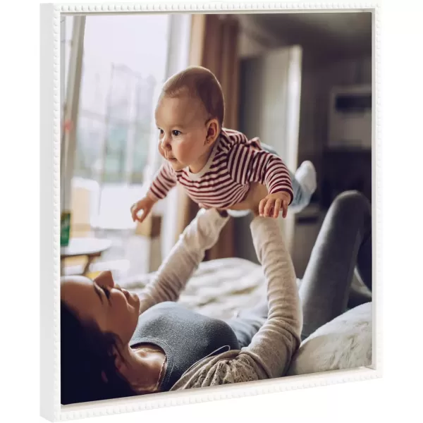 imageKate and Laurel Sylvie Custom Printed Framed Canvas Wall Art 14x265 Dark Gray Personal Canvas Print with Your Photos for Living Room Gallery Wall Decor  Printed and Hand Framed in the USABeaded White