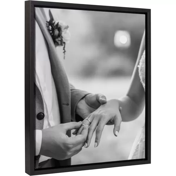 imageKate and Laurel Sylvie Custom Printed Framed Canvas Wall Art 14x265 Dark Gray Personal Canvas Print with Your Photos for Living Room Gallery Wall Decor  Printed and Hand Framed in the USABlack
