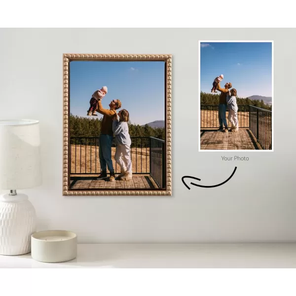 imageKate and Laurel Sylvie Custom Printed Framed Canvas Wall Art 14x265 Dark Gray Personal Canvas Print with Your Photos for Living Room Gallery Wall Decor  Printed and Hand Framed in the USABeaded Gold