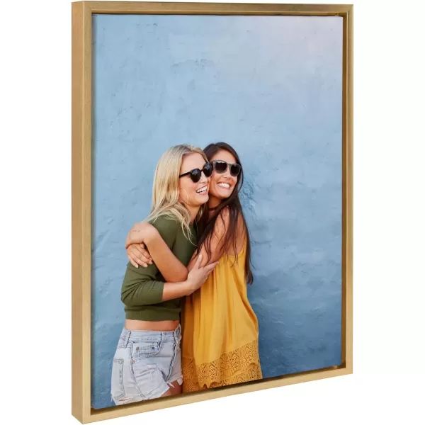 imageKate and Laurel Sylvie Custom Printed Framed Canvas Wall Art 14x265 Dark Gray Personal Canvas Print with Your Photos for Living Room Gallery Wall Decor  Printed and Hand Framed in the USABright Gold