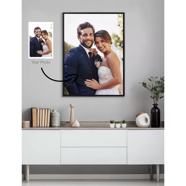 imageKate and Laurel Sylvie Custom Printed Framed Canvas Wall Art 14x265 Dark Gray Personal Canvas Print with Your Photos for Living Room Gallery Wall Decor  Printed and Hand Framed in the USABlack