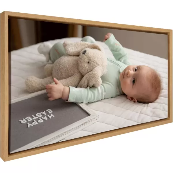 imageKate and Laurel Sylvie Custom Printed Framed Canvas Wall Art 14x265 Dark Gray Personal Canvas Print with Your Photos for Living Room Gallery Wall Decor  Printed and Hand Framed in the USANatural